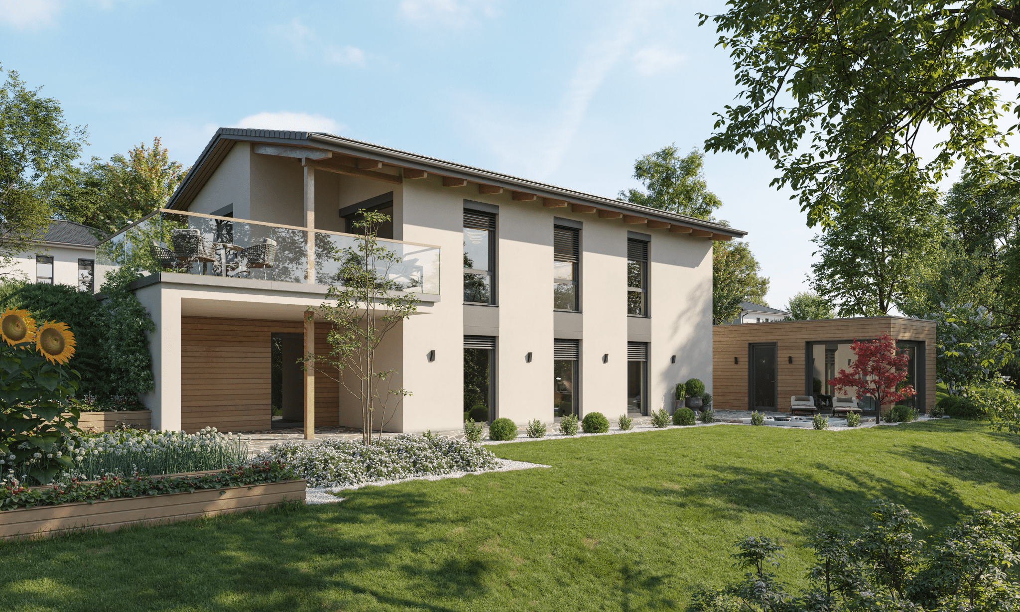 Moderne Villa mit großzügigem Garten und einer Terrasse